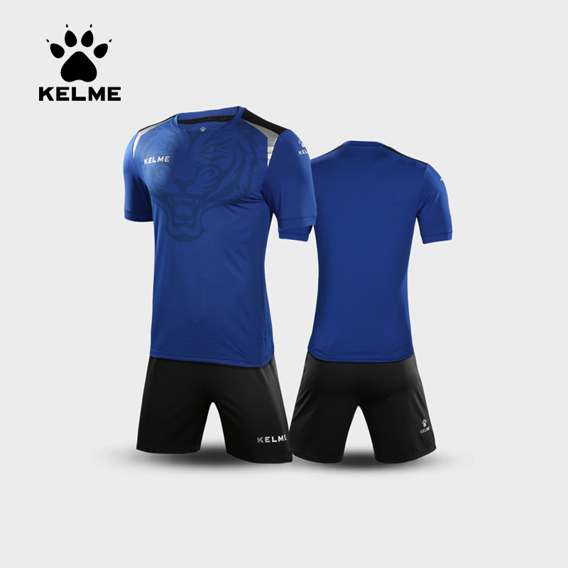 KELME卡尔美 新款短袖足球服套装男 比赛训练服可印制印号3871006